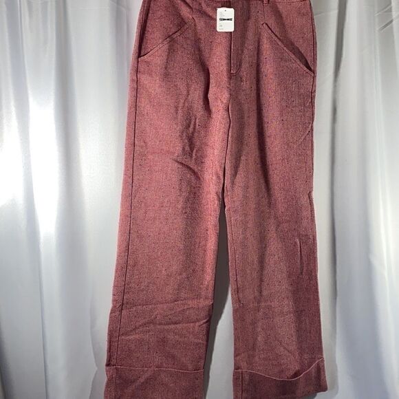 FREE PEOPLE SELINA TWEED TROUSERS PINK ROSE NWT - Picture 15 of 15